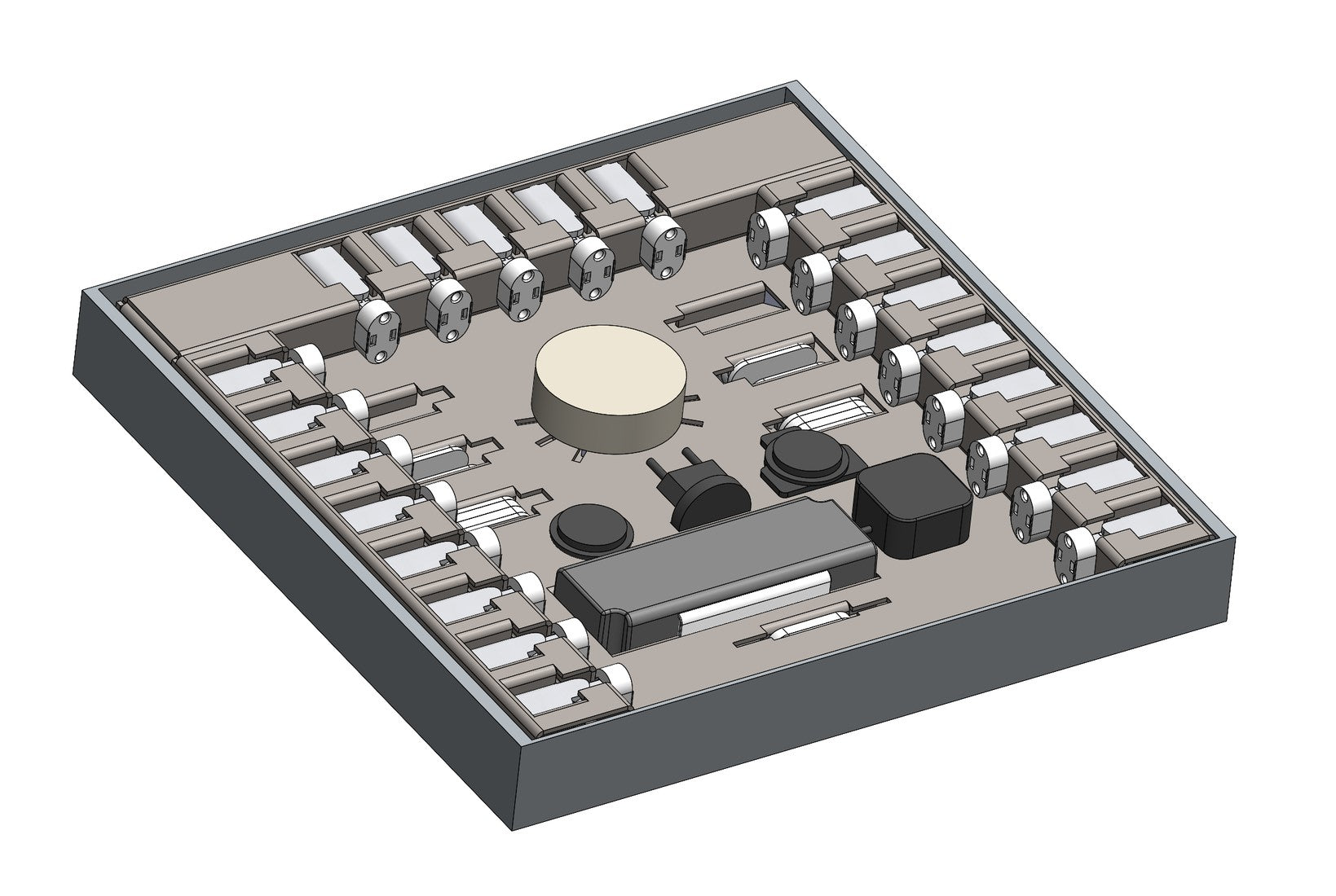 CAD-Ansicht einer Light-IT Kartonverpackung mit Komponenten